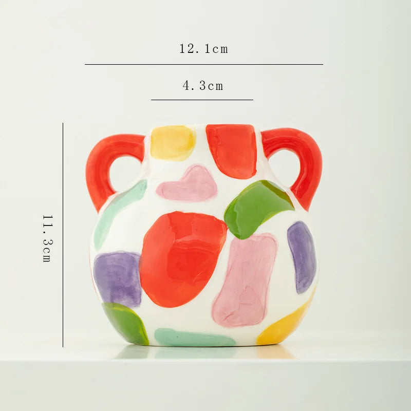 Vaso de Cerâmica Colorido para Decoração de Mesa