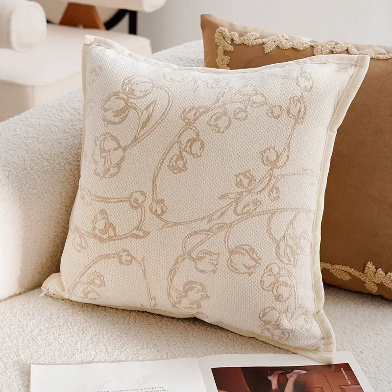 30x50/45x45CM Light Luxury Throw Pillow Cover Brown French Stamping Waist Cushion Cover Decor Home Decorative Pillowcase