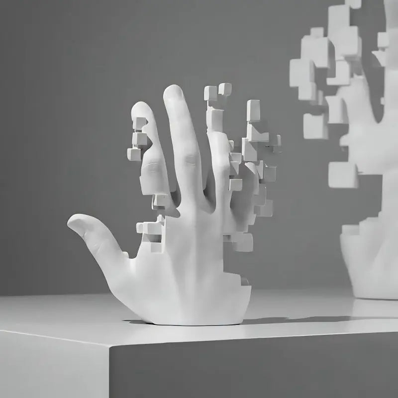 Nordic-style resin mosaic palm sculpture art piece for home décor, living room or hallway cabinet ornament, contemporary decorat