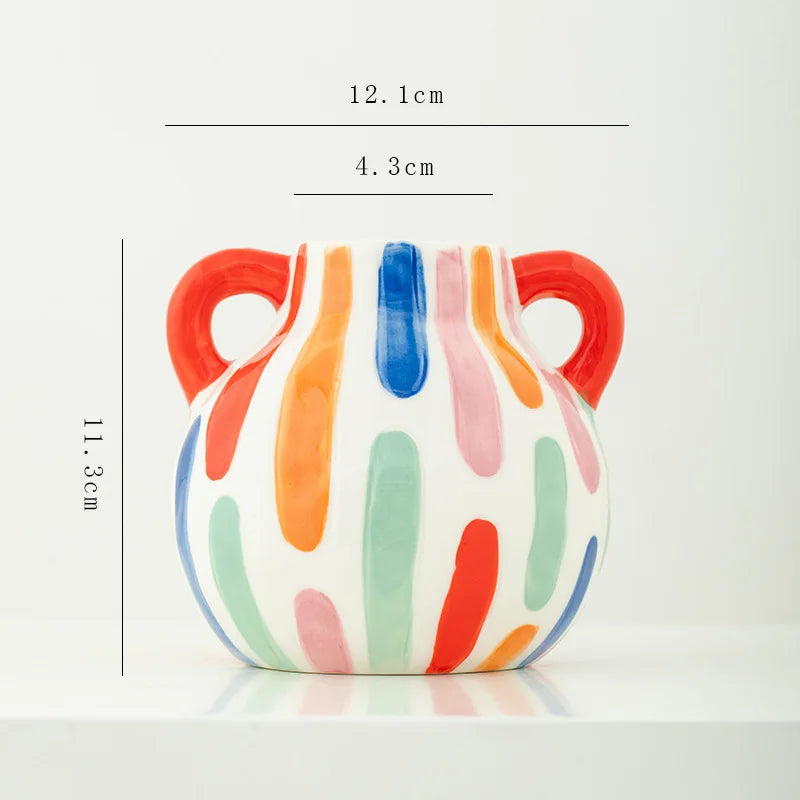 Vaso de Cerâmica Colorido para Decoração de Mesa