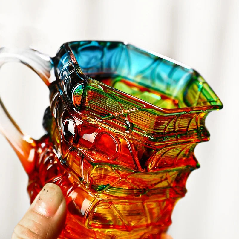 Justinlua caneca de livro pintada irregular, xícara de café, vidro de borosilicato alto, copo para beber com alça, copo de livro, caneca de cerveja, café da manhã