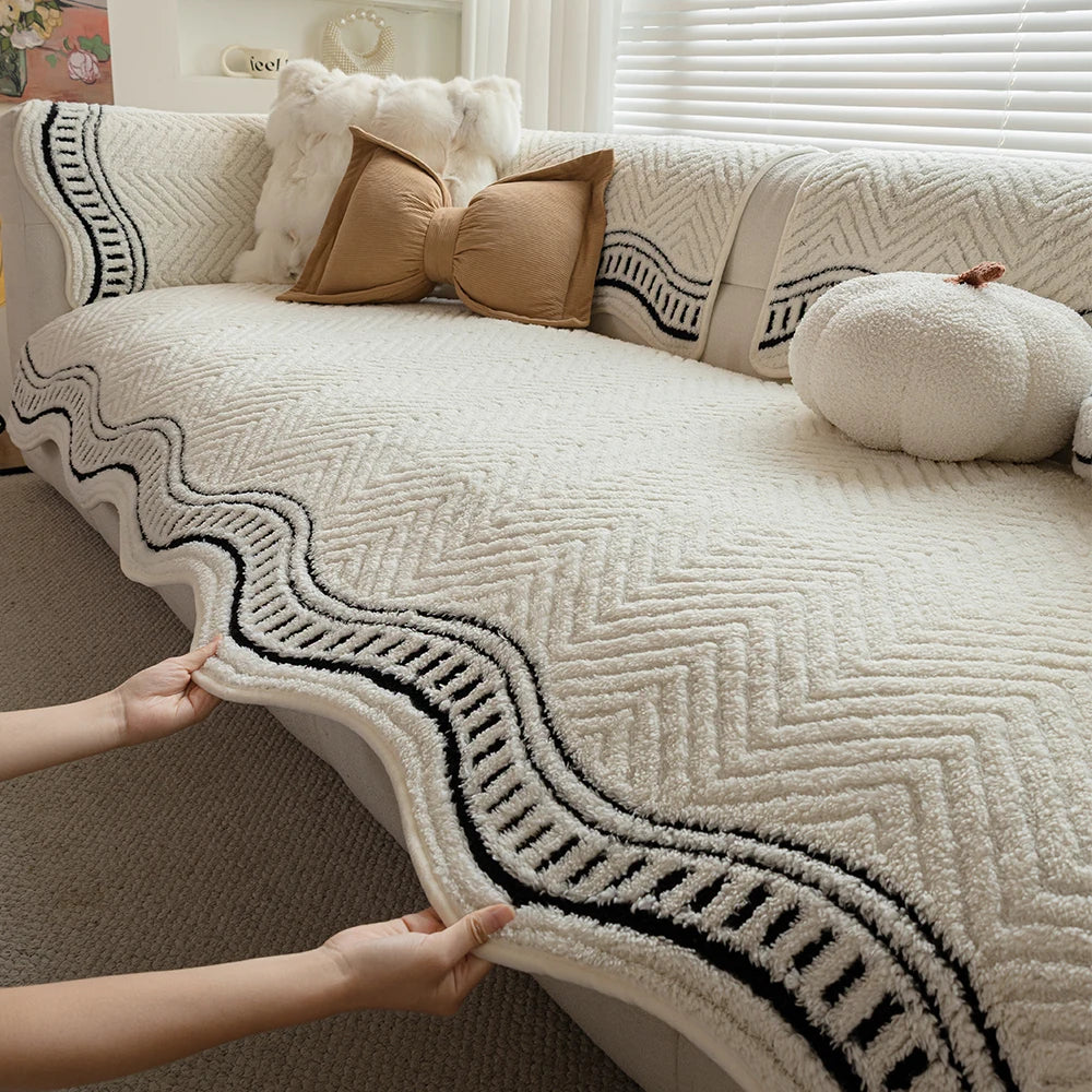 padded plush sofa cushion for Winter Anti-slip Jacquard Sofa Seat Cover for living room bedroom Protector Couch Cover for Sofa