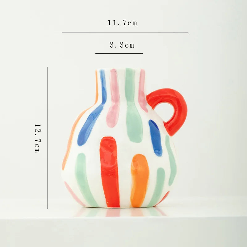 Vaso de Cerâmica Colorido para Decoração de Mesa