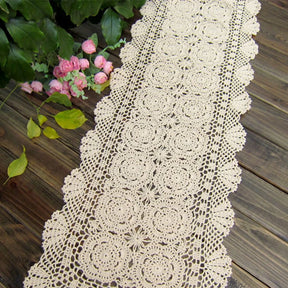 Handmade Cotton Crocheted Tablecloth Lace Doilies Flower Table Runner For Home Coffee Shop Table Decoration 1PCS/Lot