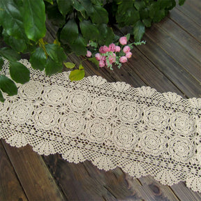 Handmade Cotton Crocheted Tablecloth Lace Doilies Flower Table Runner For Home Coffee Shop Table Decoration 1PCS/Lot
