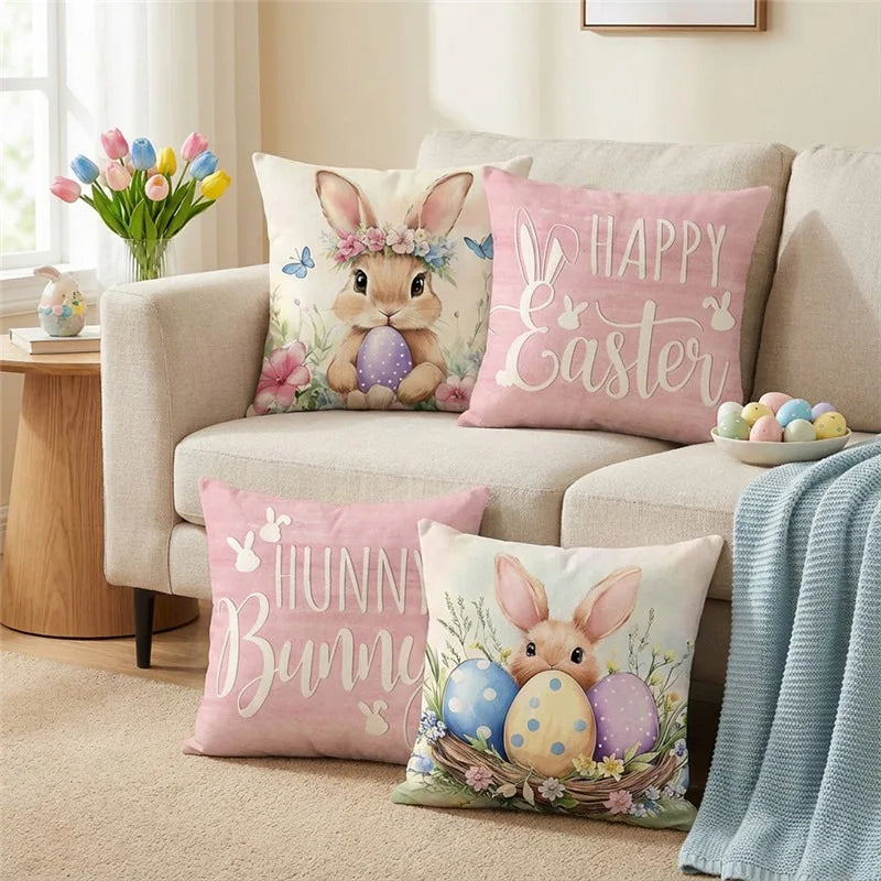 45cm Easter Rabbit Pillowcase Spring Bunny Hunting Party DIY Happy Egg Easter Day 2026 Home Decorations