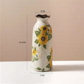 Vasos de Cerâmica Vintage com Pintura de Girassol