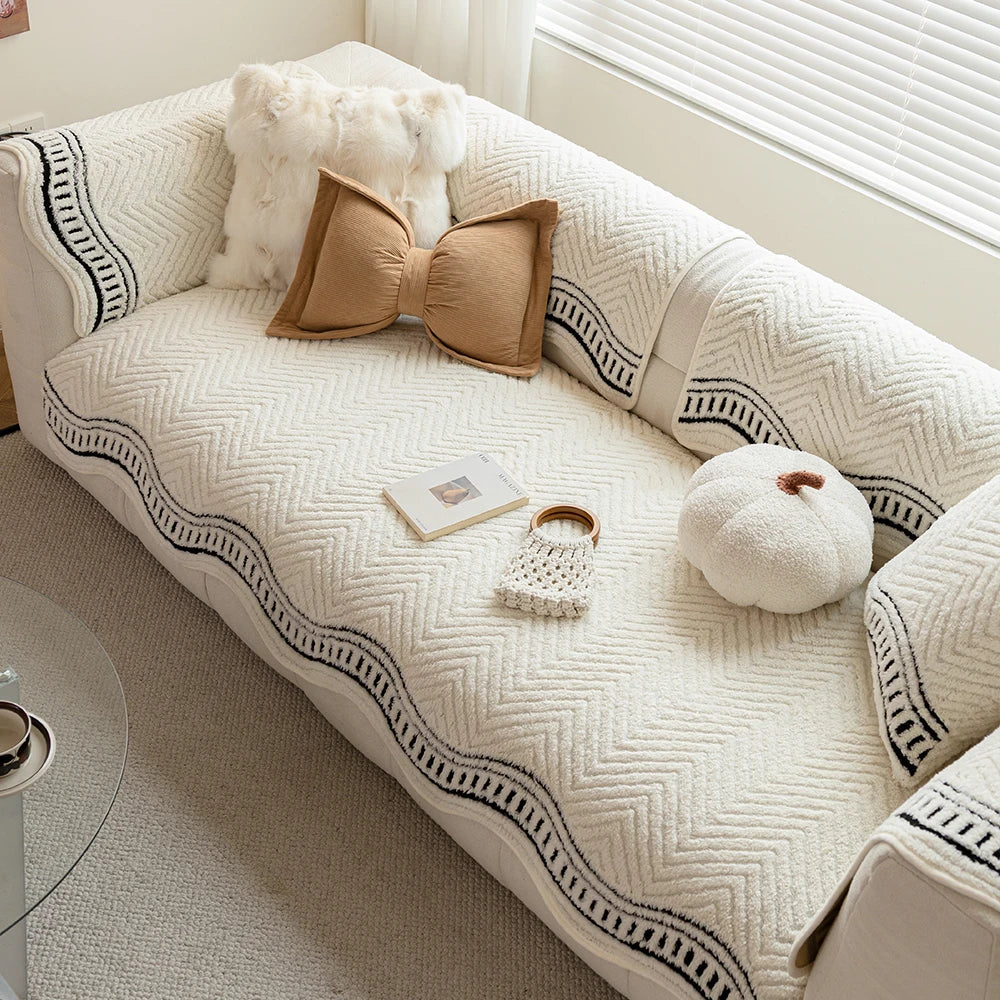 padded plush sofa cushion for Winter Anti-slip Jacquard Sofa Seat Cover for living room bedroom Protector Couch Cover for Sofa