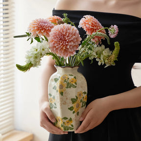 Vasos de Cerâmica Vintage com Efeito Craquelado para Arranjos de Flores (Girassol, Anis Estrelado) – Decoração Estética para Casa, Escritório e Quarto