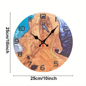 Mountain Strait Design Wooden Round Silent Hanging Wall Clock,Suitable For Living Room,Office,Study Room,Bedroom,Home Decoration