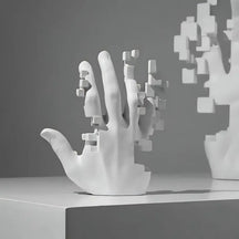 Nordic-style resin mosaic palm sculpture art piece for home décor, living room or hallway cabinet ornament, contemporary decorat