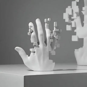 Nordic-style resin mosaic palm sculpture art piece for home décor, living room or hallway cabinet ornament, contemporary decorat