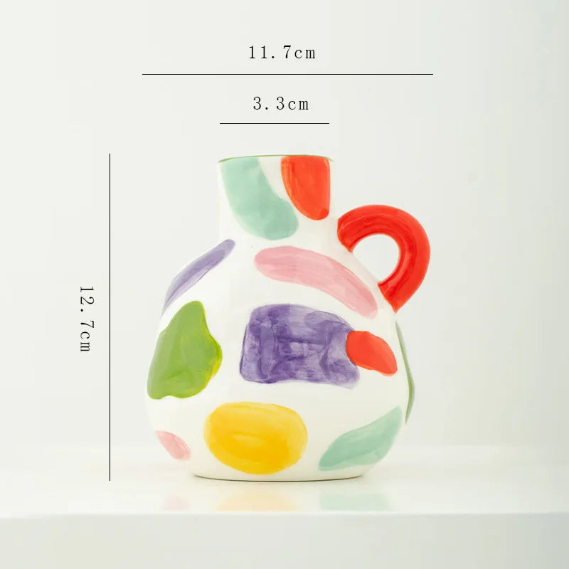 Vaso de Cerâmica Colorido para Decoração de Mesa