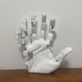 Nordic-style resin mosaic palm sculpture art piece for home décor, living room or hallway cabinet ornament, contemporary decorat