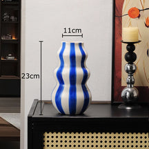 Vaso de Cerâmica com Listras Coloridas - Decoração Moderna