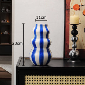 Vaso de Cerâmica com Listras Coloridas - Decoração Moderna