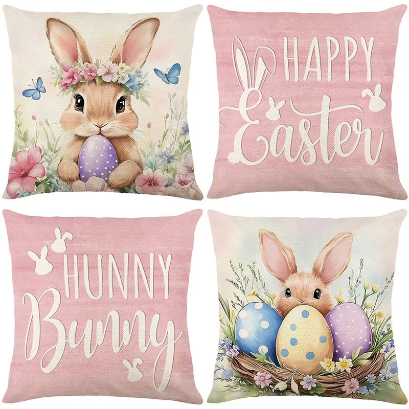 45cm Easter Rabbit Pillowcase Spring Bunny Hunting Party DIY Happy Egg Easter Day 2026 Home Decorations