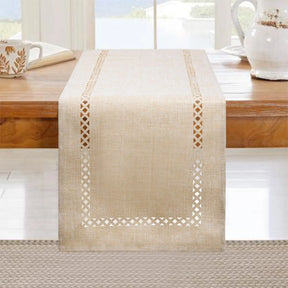 Modern Table Runner Linen Table Runner Washable Openwork Design Ideal for Holiday Party Decor,Dining Table,Restaurant, Christmas
