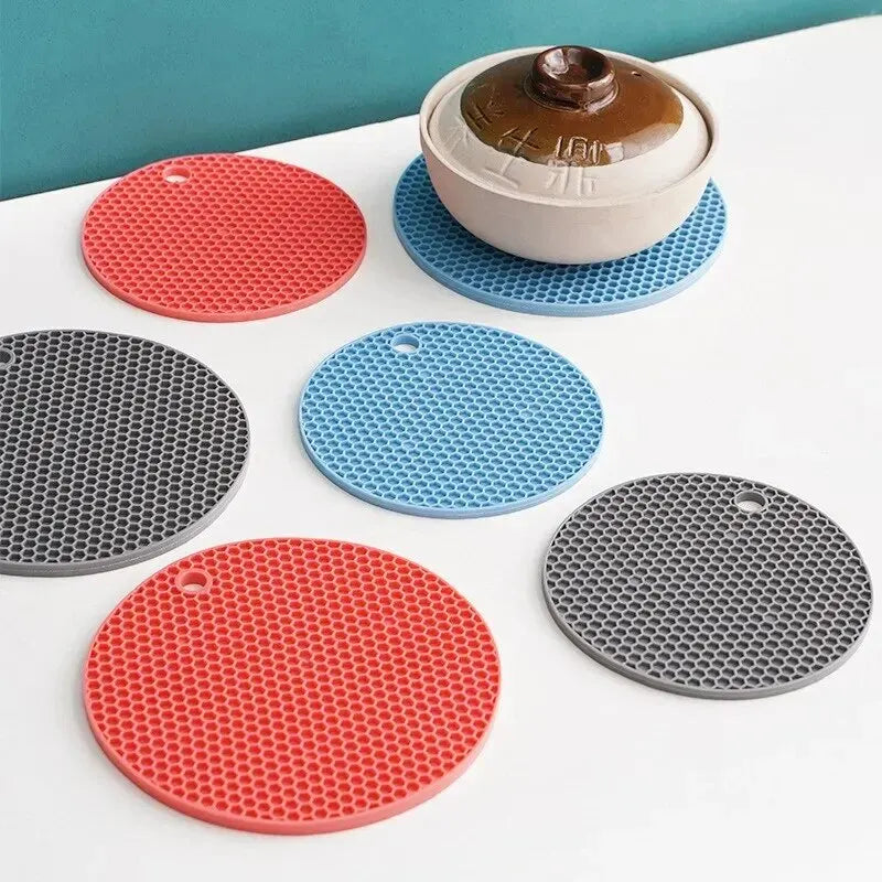 Round Resistant Rubber Mat Drink Cup Coasters Insulation Non Slip Pot Holder Thicken Table Placemat Kitchen Accessories