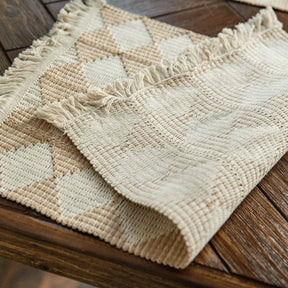 Boho Farmhouse Linen Table Runner–Rustic Macrame with Tassels, Burlap & Cotton Blend for Home Decor and Holiday Events